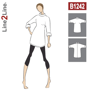 Line2Line snitmønster - B1242 Tunika med skrå brystindsnit